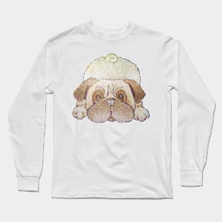 dog drawing play bowing cute pug Long Sleeve T-Shirt
